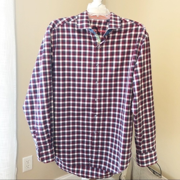 Robert Graham X Gray Red Check Shirt - Large - Picture 1 of 8